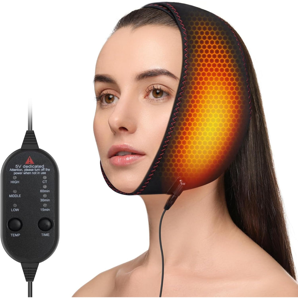 BRAND NEW ~ Wearable TMJ Relief Face Heating Pad Mask 3 Heat & Time Settings