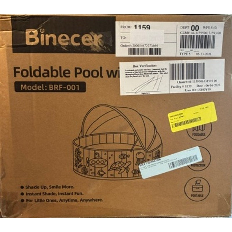 BRAND NEW ~ 47" Portable Foldable Kiddie Swimming Pool with Canopy Sunshade