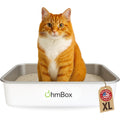 BRAND NEW ~ OHM Stainless Steel Rust Proof Metal NonSlip White XL Cat Litter Box