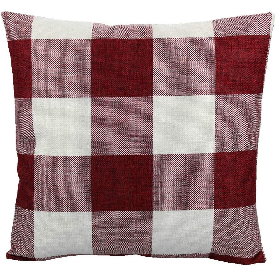 BRAND NEW ~ 2 Buffalo Check Cranberry Red & White Toss Pillow Covers ~ 18 x 18