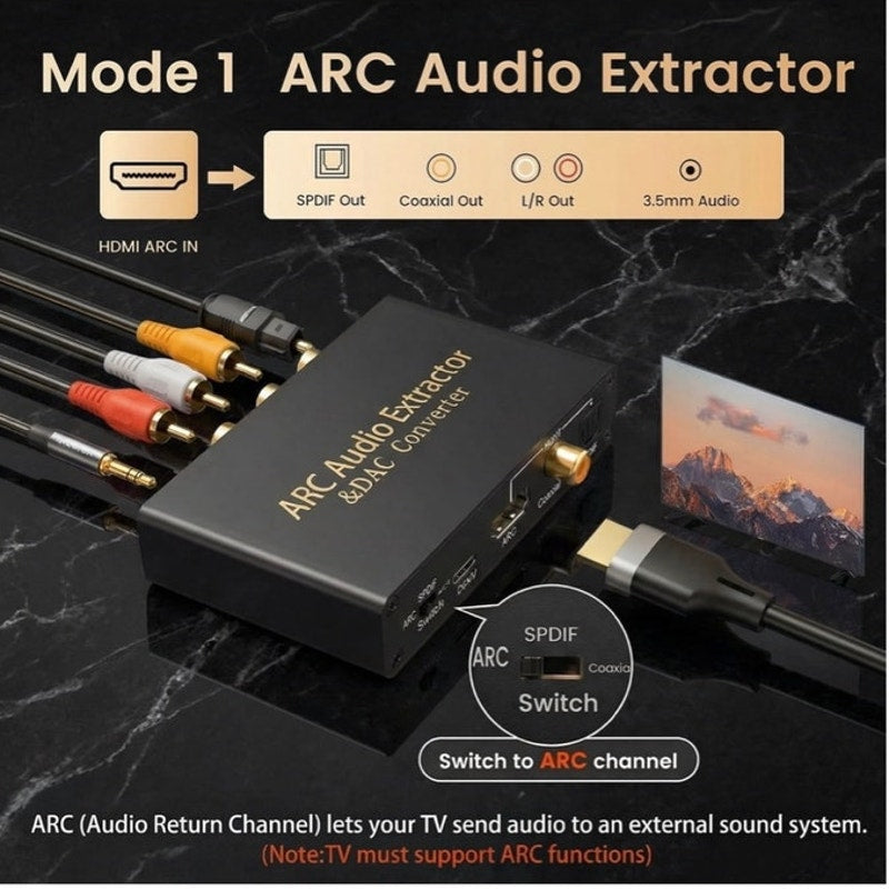 BRAND NEW ~ HDMI ARC Audio Extractor Digital to Analog Audio Converter TV Jack