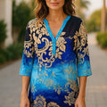 NWT ~ NORACORA Bohemian Bright Blue Paisley Boho Swimsuit Coverup ~ Size XS