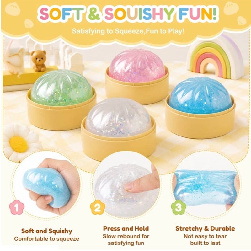 BRAND NEW ~ Pink Dumpling Squishy Toy Stretchy Sensory Fidget Gel Filled Ball