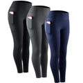 NWT ~ 3 Pairs Compression Workout Leggings High Waist Tummy Control Pockets ~ S