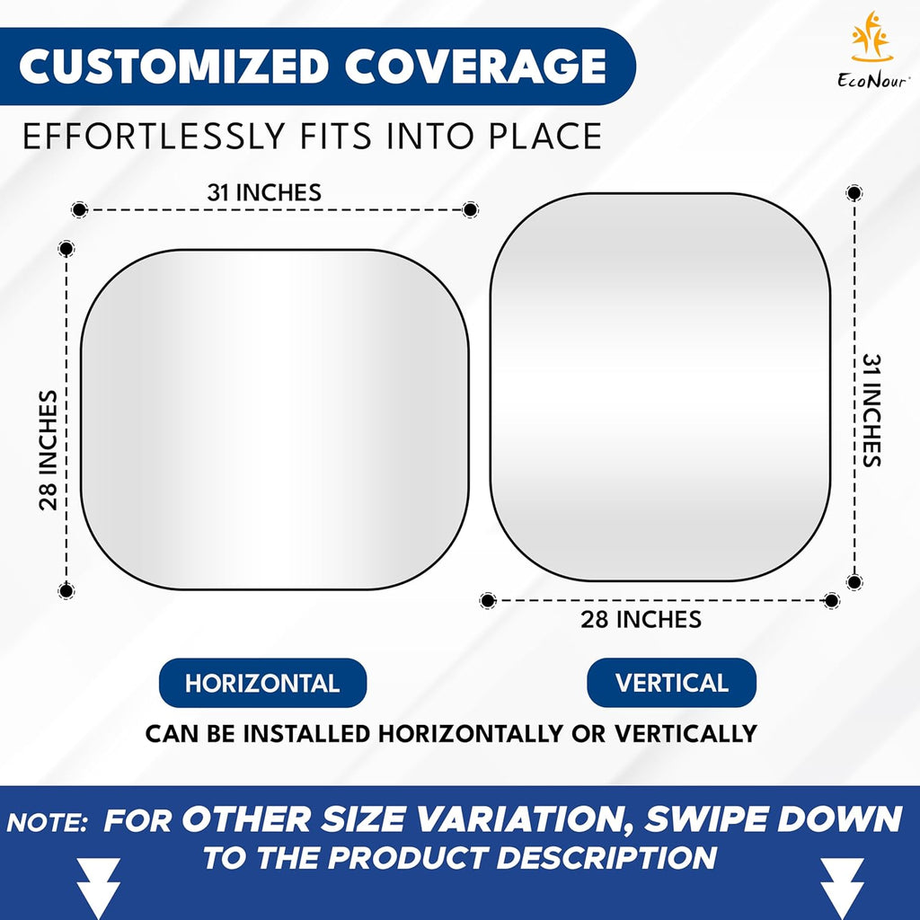 BRAND NEW ~ EcoNour Car Windshield Foldable Universal Sun Shade ~ 2@ 31x28 each