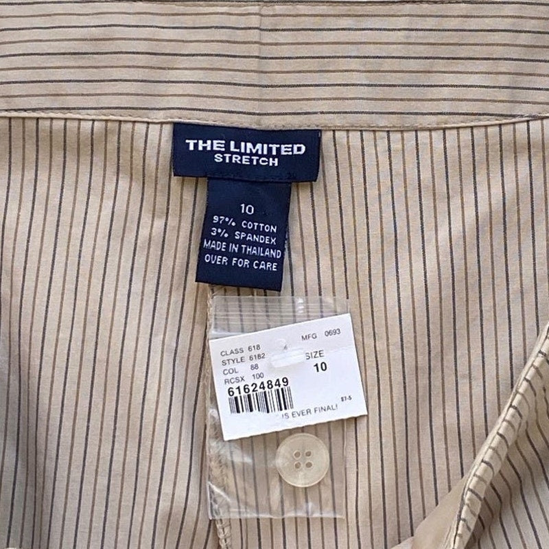 NWT ~ THE LIMITED Tan Pinstripe Drawstring Pockets Summer Shorts ~ Women's 10
