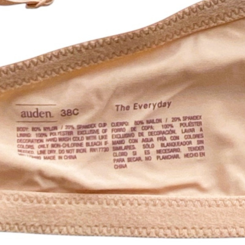 NWT ~ Auden Beige Nude Underwire "The Everyday" Bra ~ Women's Size 38C