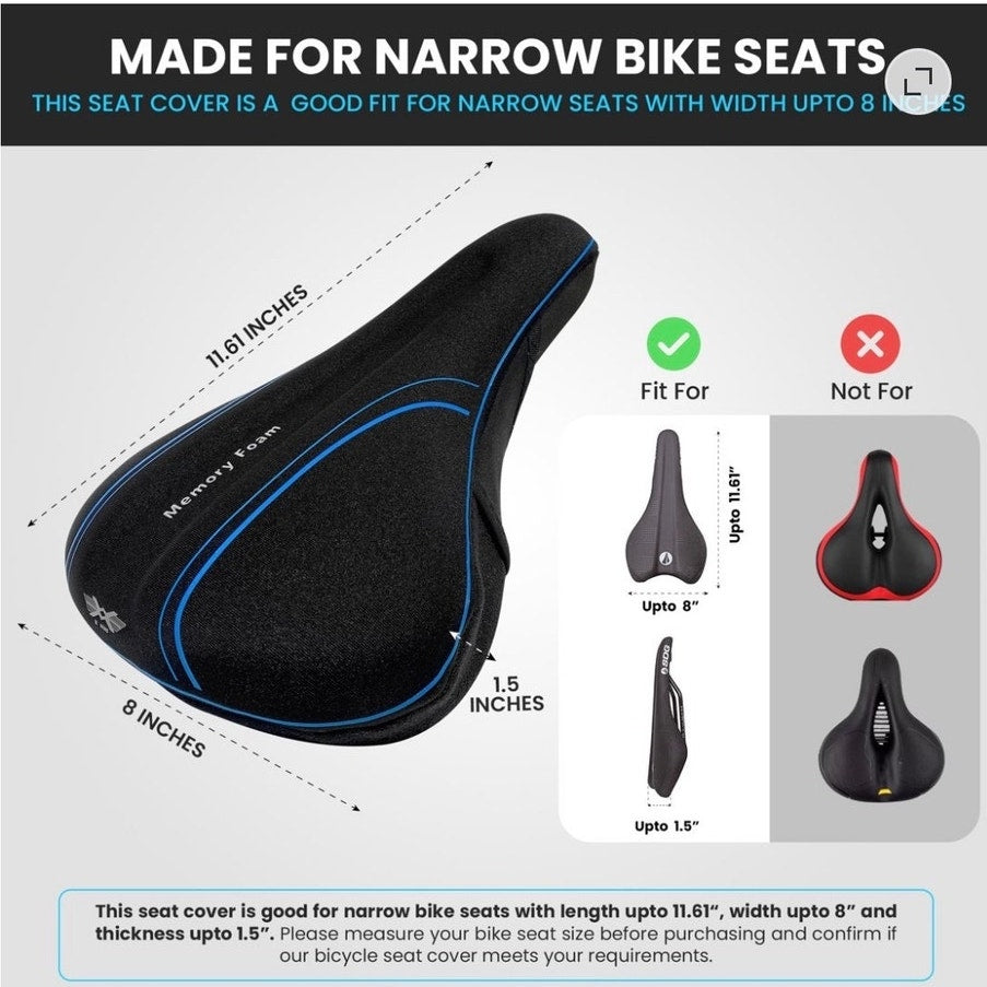 BRAND NEW ~ XWING Padded Memory Foam Bike Seat Cover & Velcro Straps