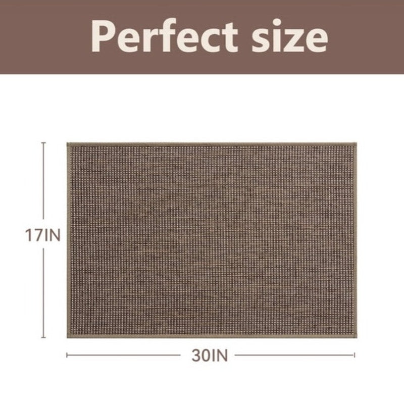 BRAND NEW ~ Brown Non-Slip Rubber Backed Welcome Low Profile Inside Door Mat Rug