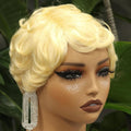 NWT ~ 4" Short Wavy Shaggy Blond Women's Wig & Wig Cap