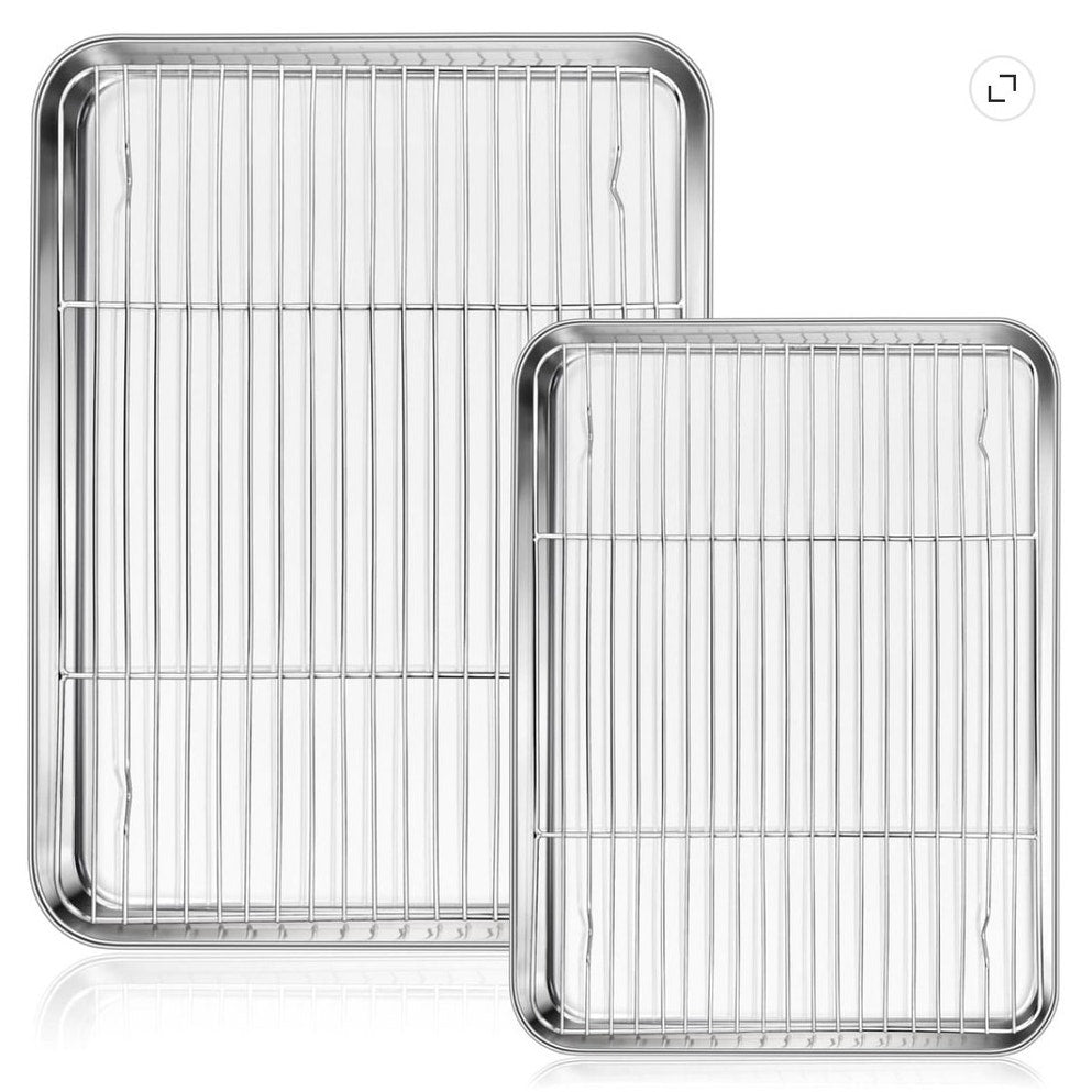 BRAND NEW ~ Set/4 Stainless Steel Baking Sheet Pans & Cooling Racks ~ 16" & 12"