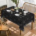 NWT ~ Halloween Black & Metallic Silver Spider Webs Rectangular Tablecloth