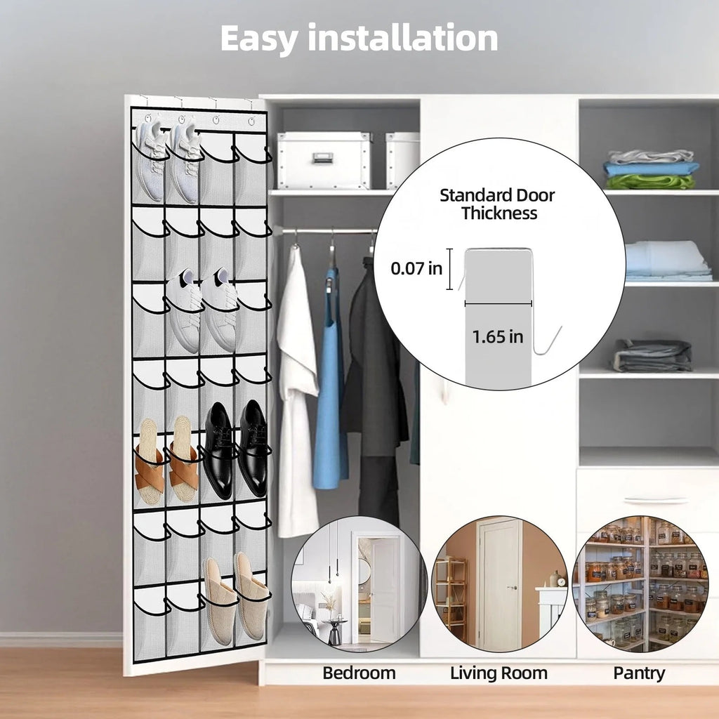 BRAND NEW ~ Over the Door Shoe Organizer 28 Breathable Pockets Hanging Storage