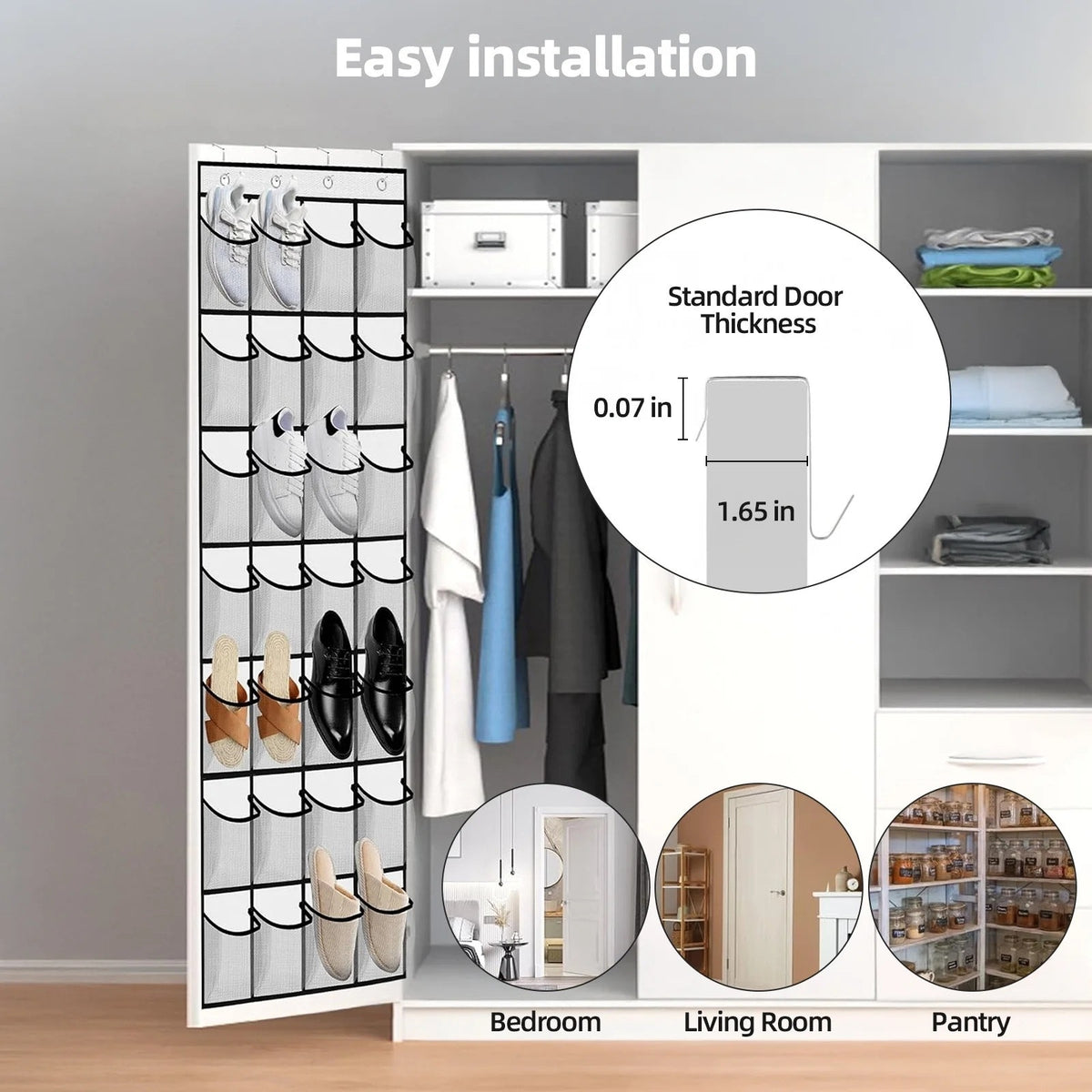 BRAND NEW ~ Over the Door Shoe Organizer 28 Breathable Pockets Hanging Storage