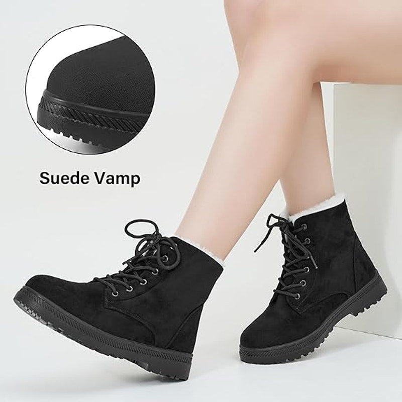 BRAND NEW ~ Women's Black Ankle Boots Comfortable Lace Up Outdoor Booties Size 8