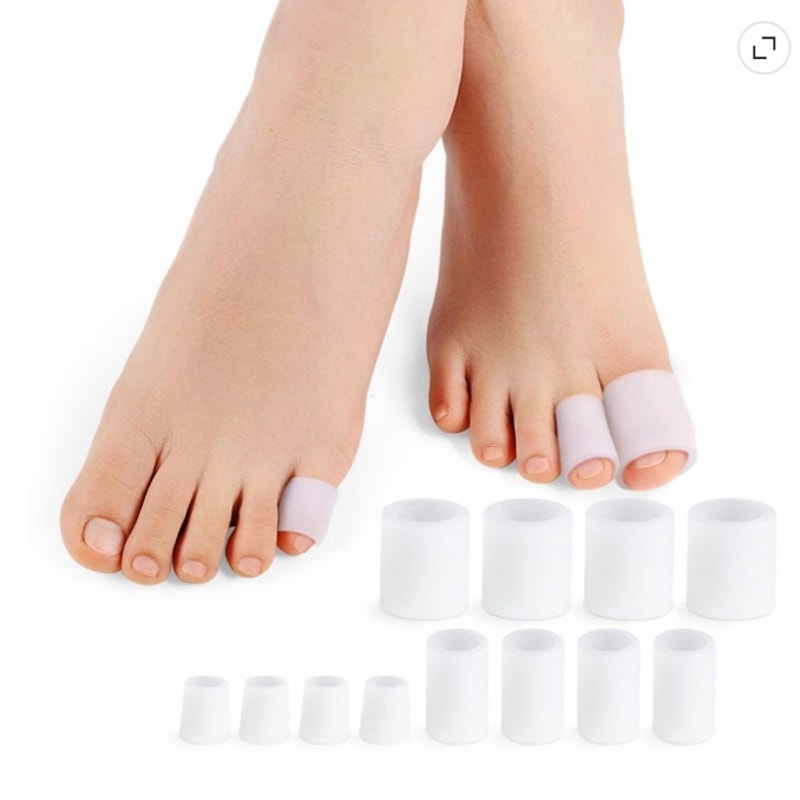 BRAND NEW ~ 12pack White Silicone Toe Sleeves Protectors Tube Pads ~ 3 Sizes