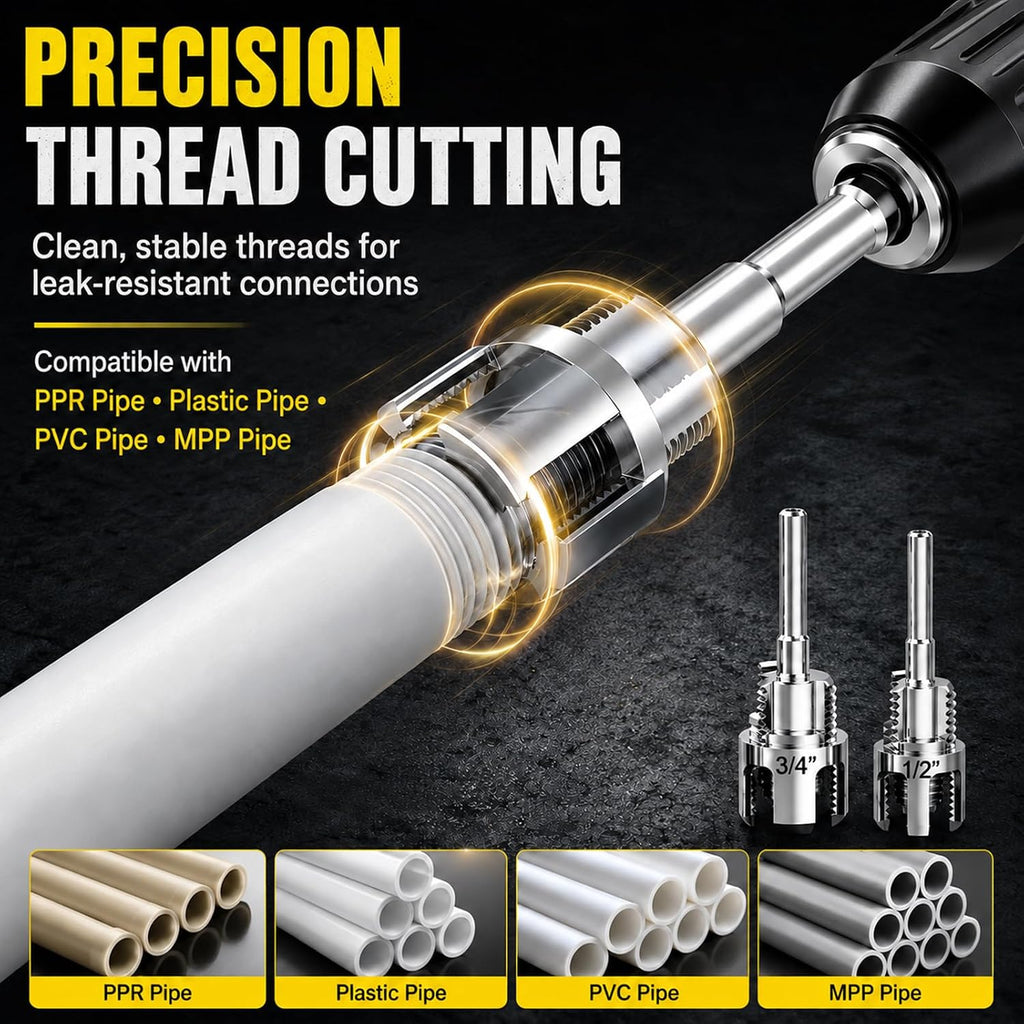 BRAND NEW ~ Internal & External Pipe Threading Cutting Tool (1/2'' 3/4'' Dies)