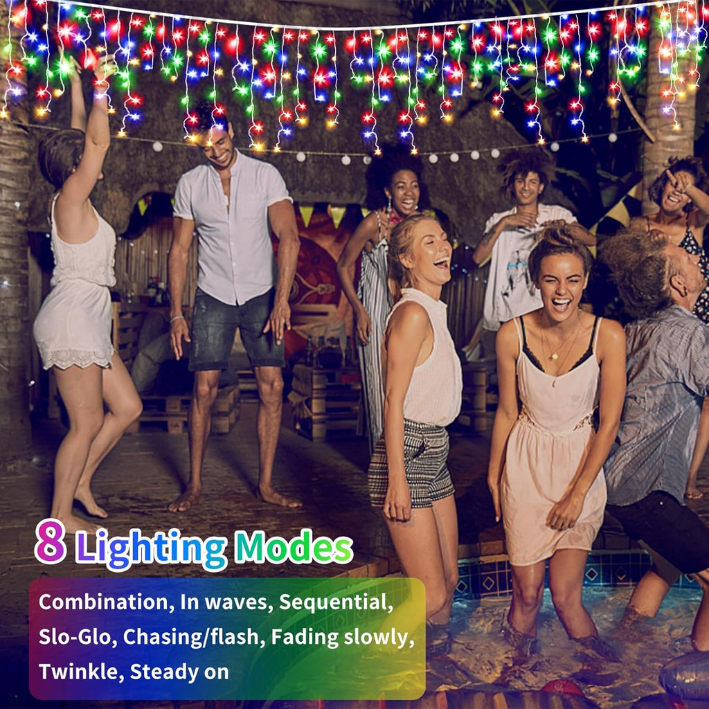 BRAND NEW ~ 82Ft Solar Icicle Outdoor Multicolor Christmas Lights & Remote