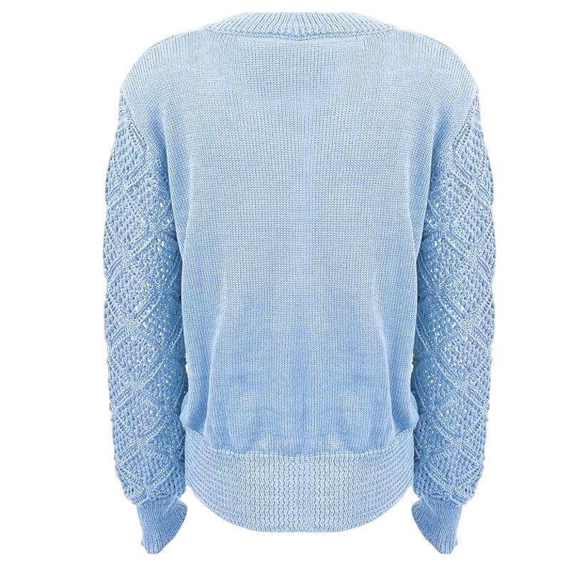 BRAND NEW ~ Women's Soft Light Blue Long Sleeve V-Neck Sweater ~ LARGE