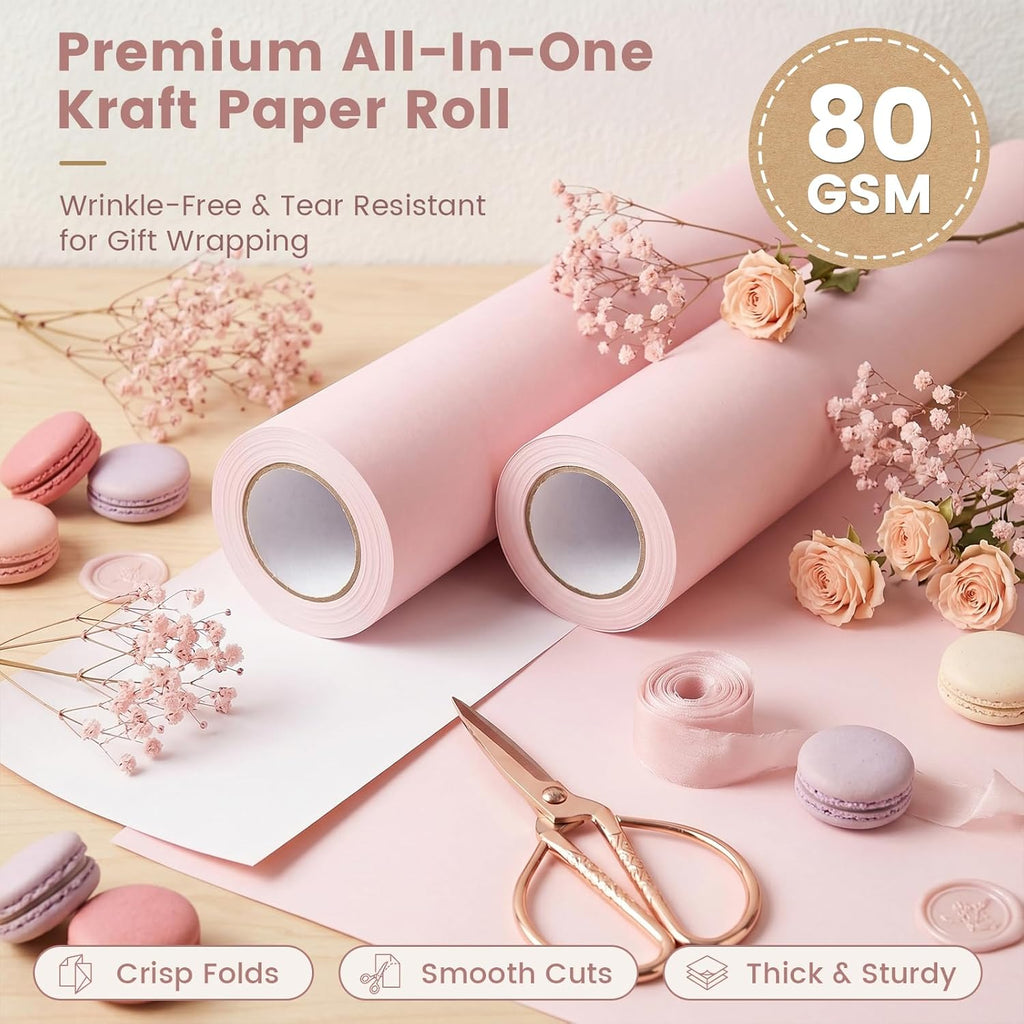 BRAND NEW ~ Thick Premium Pink Kraft Wrapping Paper Roll ~ 17" x 33ft