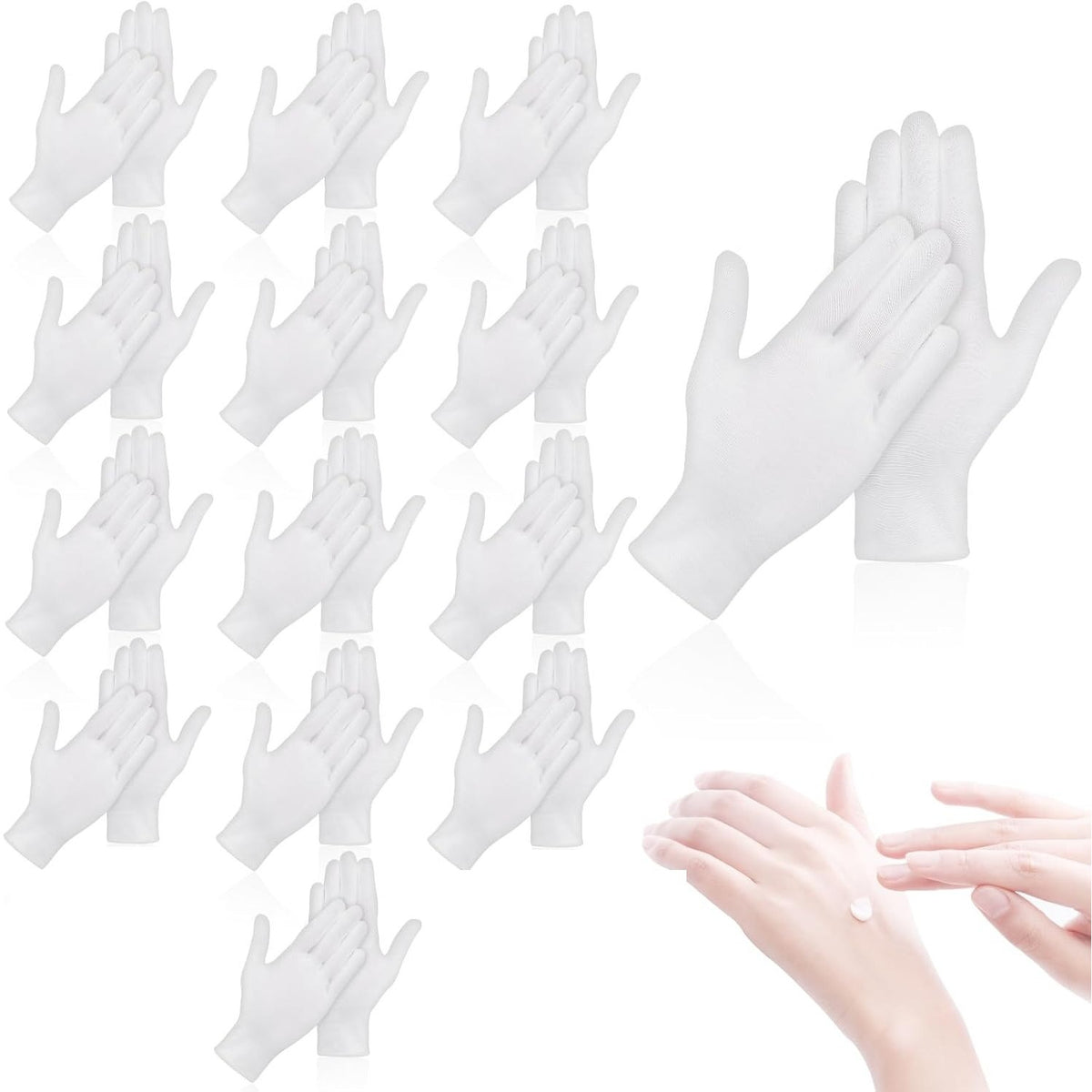 BRAND NEW ~ 28pc White Cotton Gloves Overnight Moisturizing Art Handling Costume