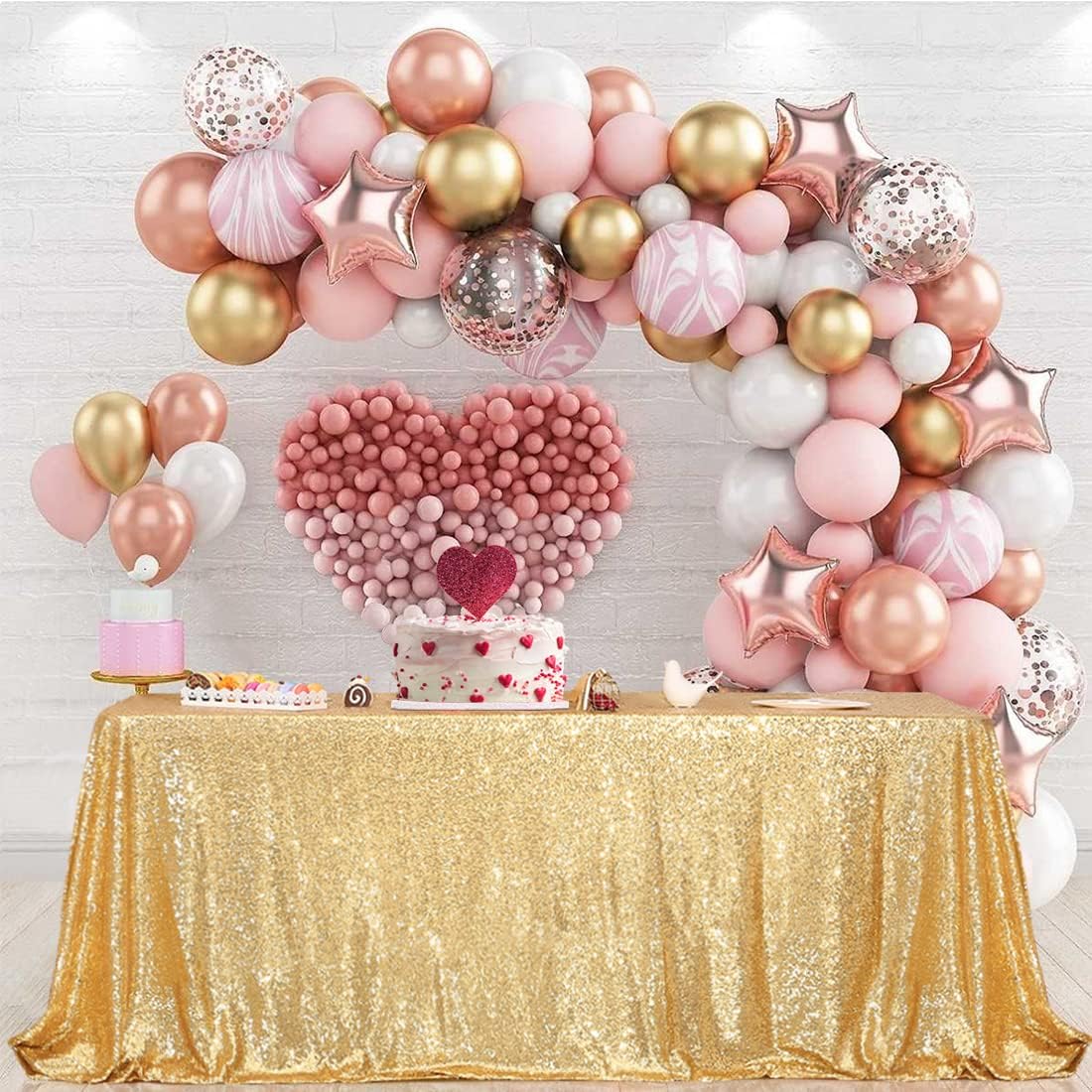 BRAND NEW ~ Gold 3mm Sequin Rectangle High-Density Party Tablecloth ~ 50" x 80"