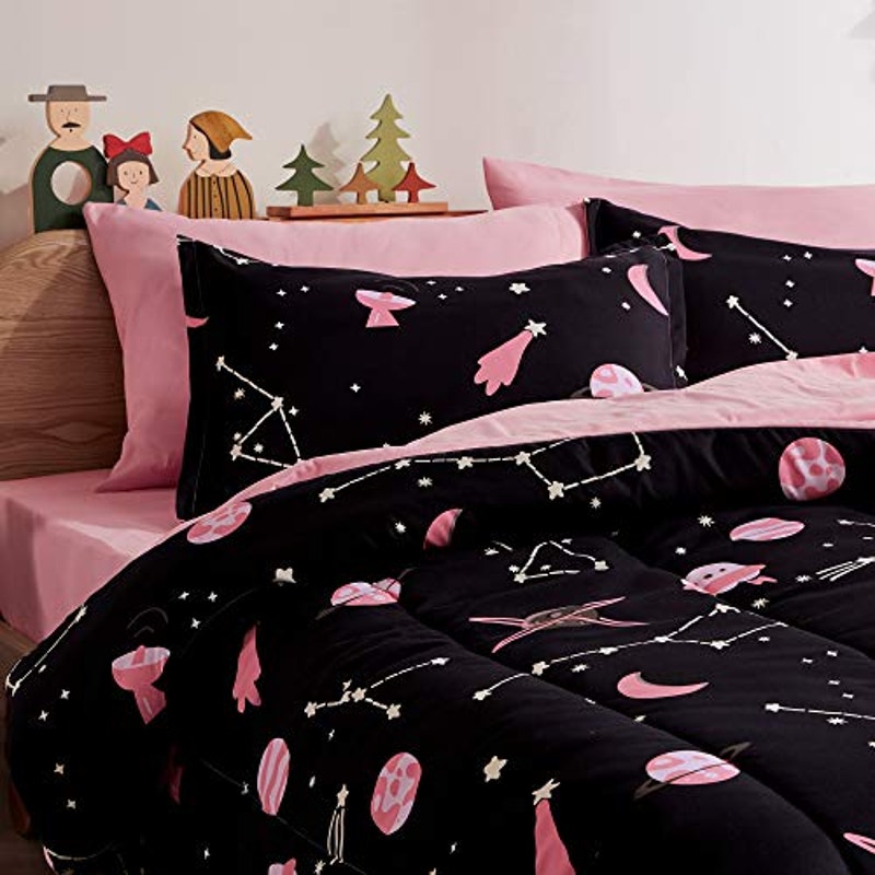 BRAND NEW ~ 3pc Kids Pink & Black Galaxy Bedding Comforter Set ~ FULL/QUEEN