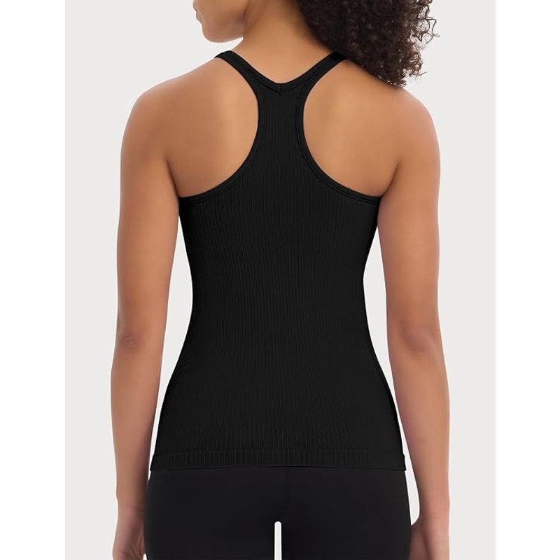 NWT ~ Set/3 Plus Size Black & Gray Ribbed Racerback Tank Top with Bra ~ XXL