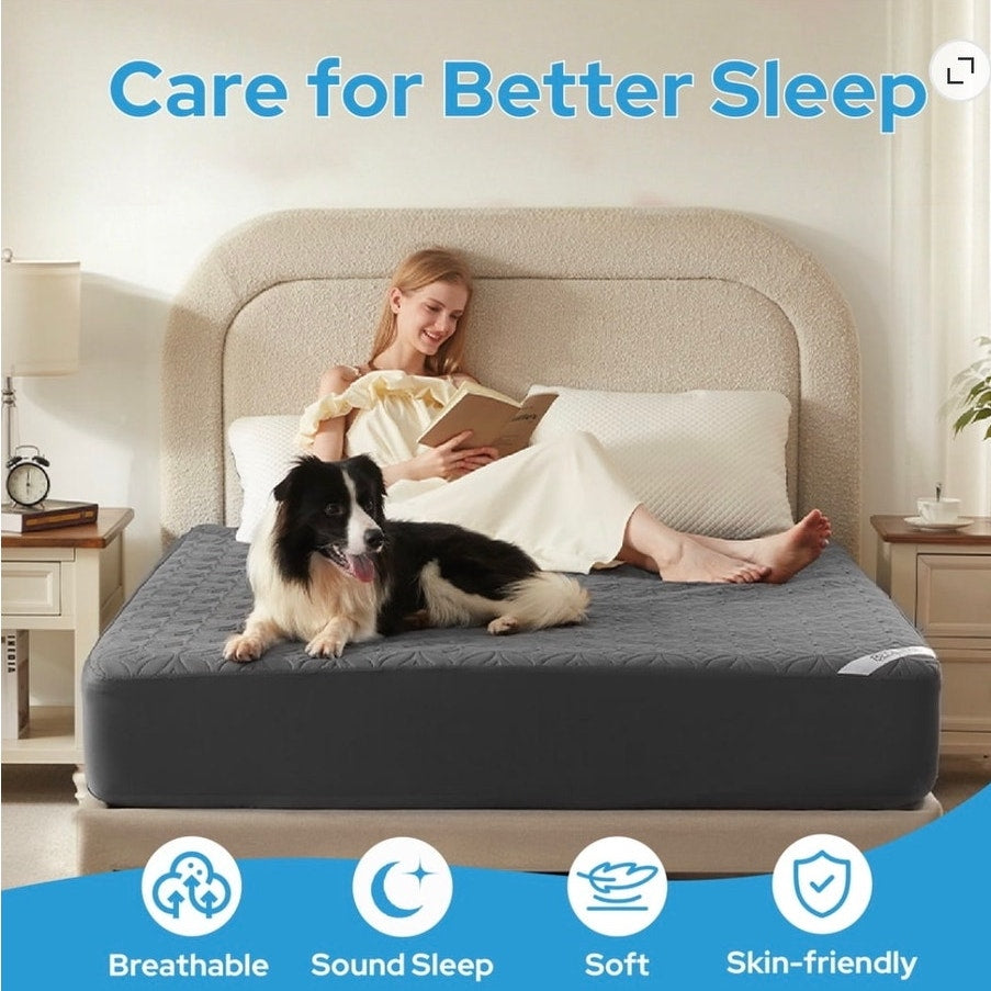 BRAND NEW ~ Gray QUEEN SIZE Waterproof Breathable Mattress Protector Soft Cover