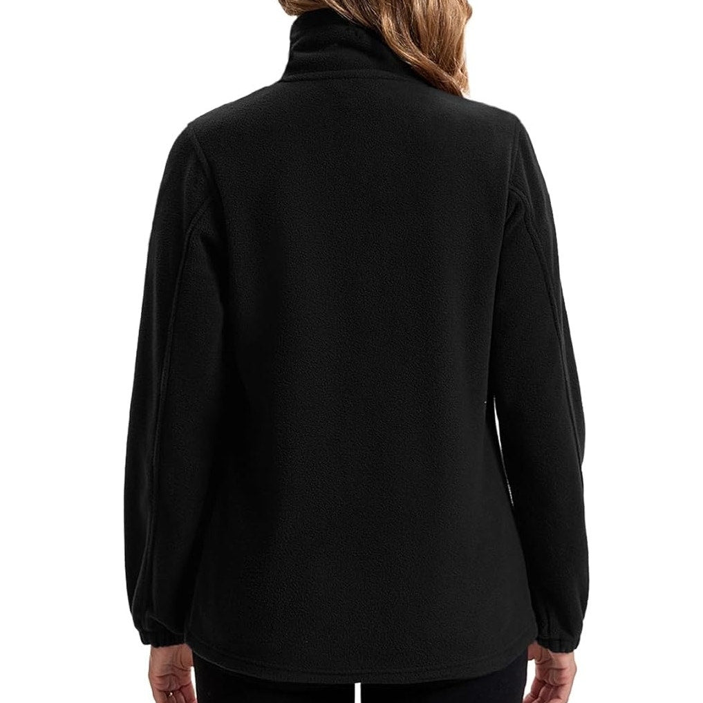 NWT ~ Women's Black Full Zipper & Zip Pockets Fleece Jacket Top ~ MEDIUM