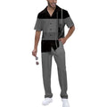 NWT ~ 2 Piece Men's Gray & Black Short Sleeve Shirt Pants Outfit Set ~ 3XL