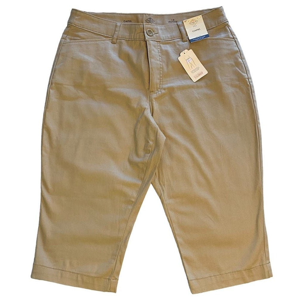 NWT ~ ST JOHNS BAY Secretly Slender Biscotti Tan Mid Rise Capri Pants ~ Size 12P