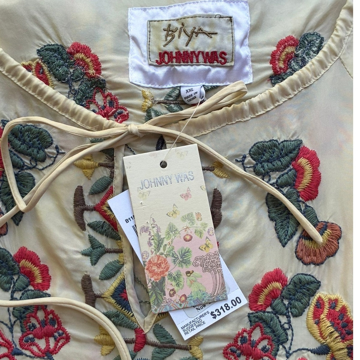NWT ~ JOHNNY WAS Akira Embroidered Boho Biya Bohemian Blouse ~ Plus Size XXL