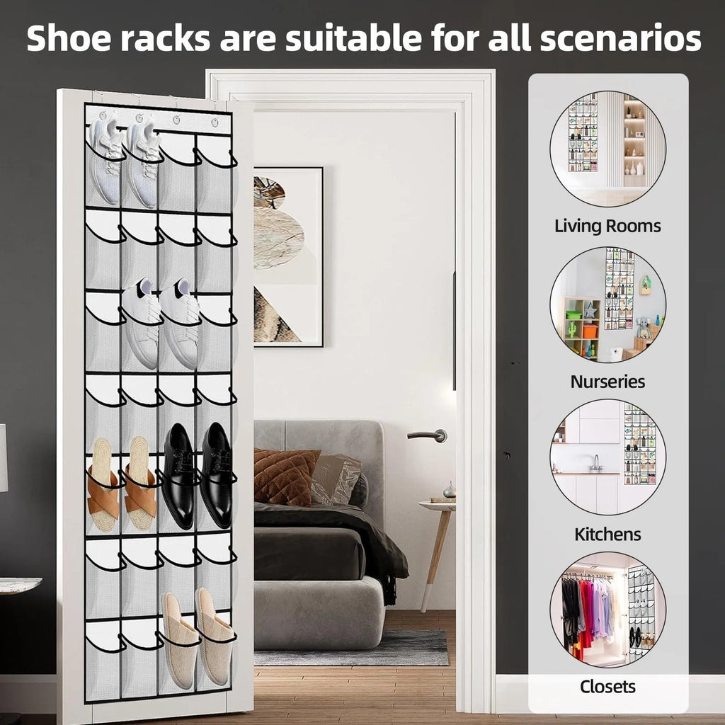 BRAND NEW ~ Over the Door Shoe Organizer 28 Breathable Pockets Hanging Storage