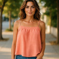 NWT ~ OPHELIA ROE Peach Orange Smocked Babydoll Boho Halter Top ~ Women's XL