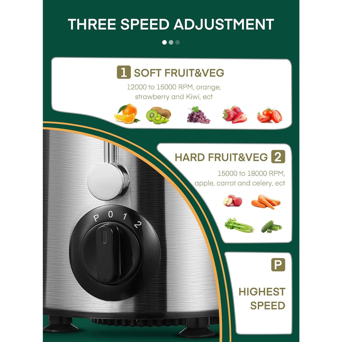 NWT ~ Black & Silver Centrifugal Juicer ~ Whole Fruit & Vegetables Extractor