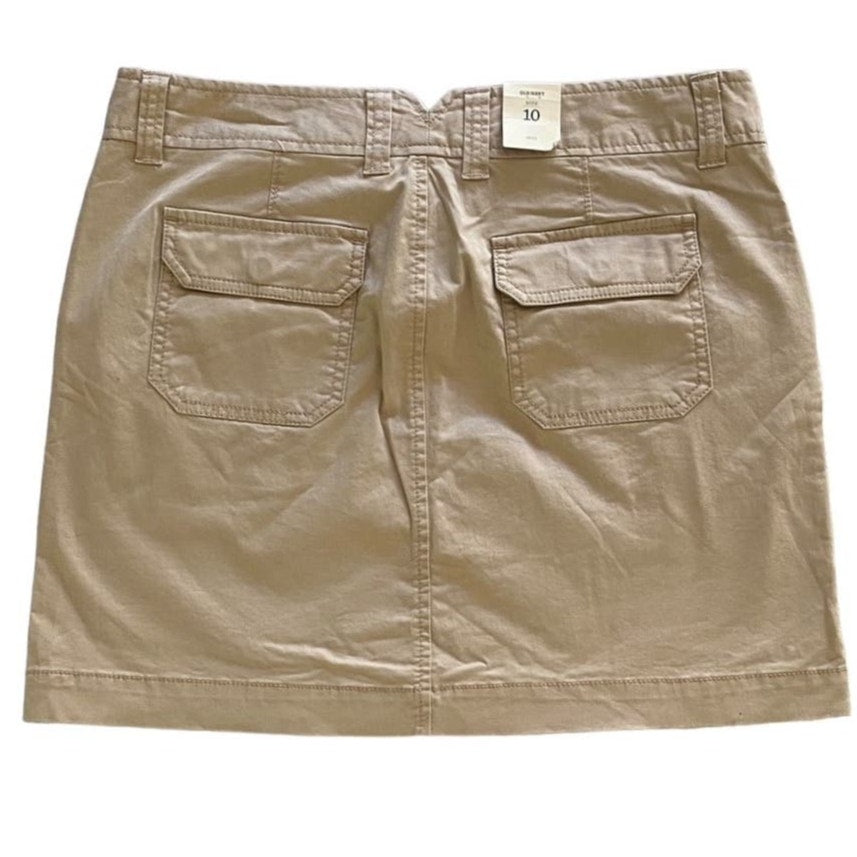 NWT ~ OLD NAVY Tan Khaki Cotton Pockets Mini Cargo Summer Skirt ~ Womens Size 10