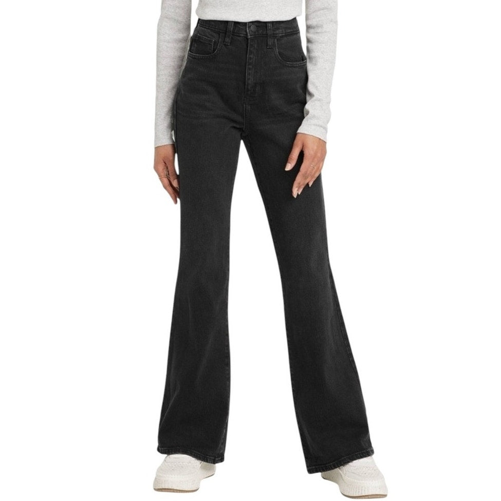 NWT ~ Universal Thread Black Flare Leg High Rise Stretch Denim Jeans ~ 14