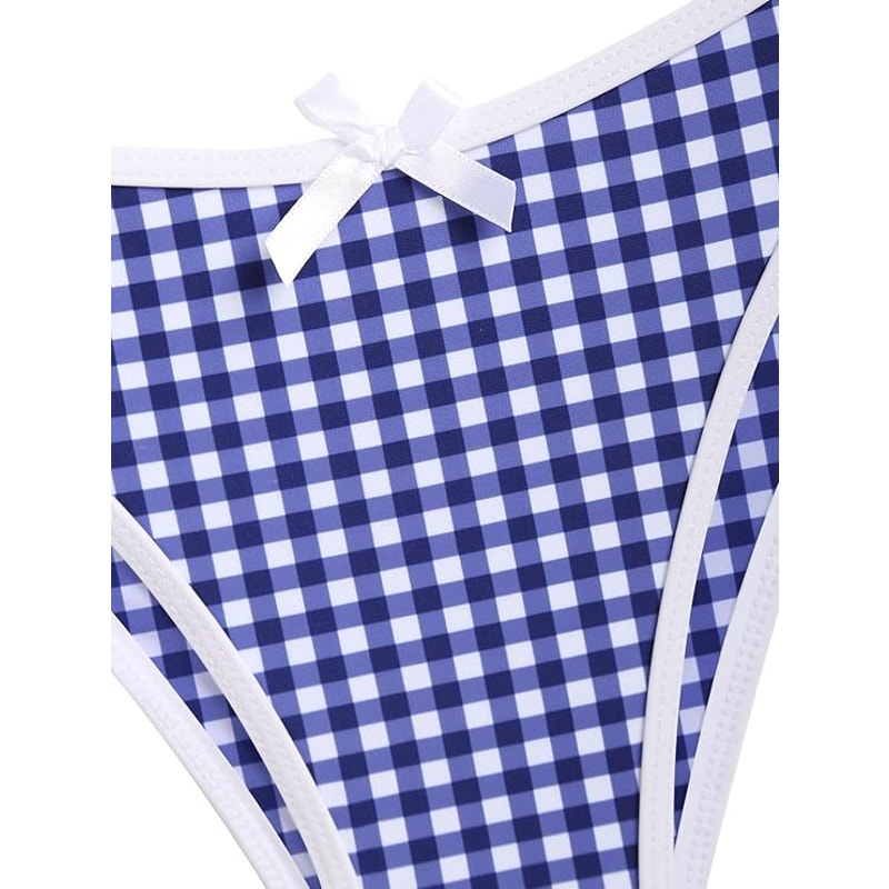 NWT ~ Women's Strapless Sexy Blue & White Gingham Check Bikini Swimsuit ~ XL