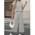 NWT ~ Women's 2pc Black and White Stripe Casual Summer Loungewear Outfit ~ LARGE
