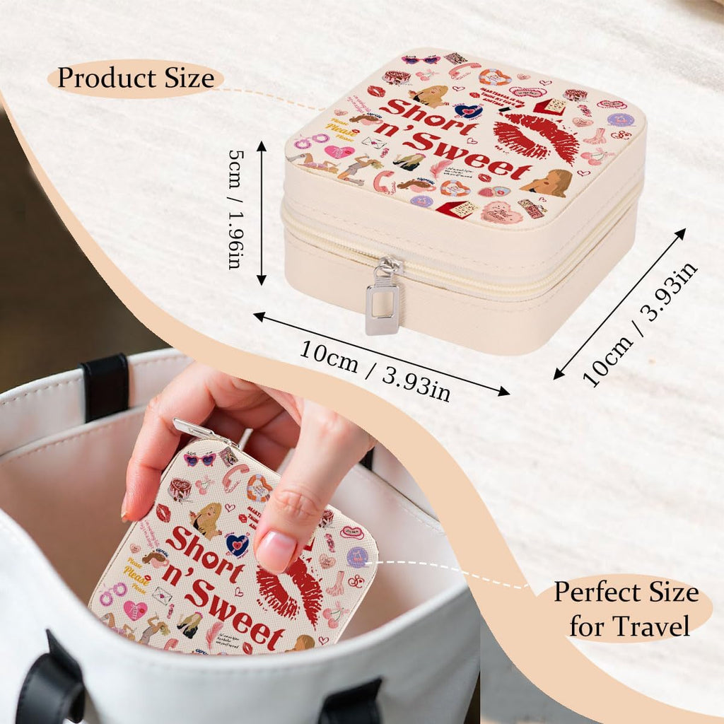 BRAND NEW ~ Small Girly Travel Jewelry Case Box Organizer Zipper Closure