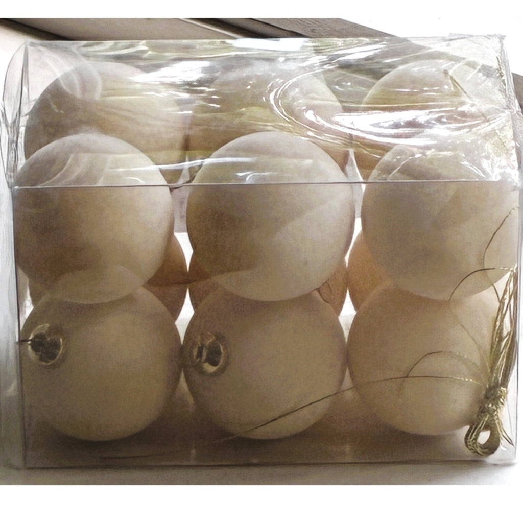 BRAND NEW ~ Set/12 Cream Velvet 2.36" Christmas Tree Ball Ornaments Decorations