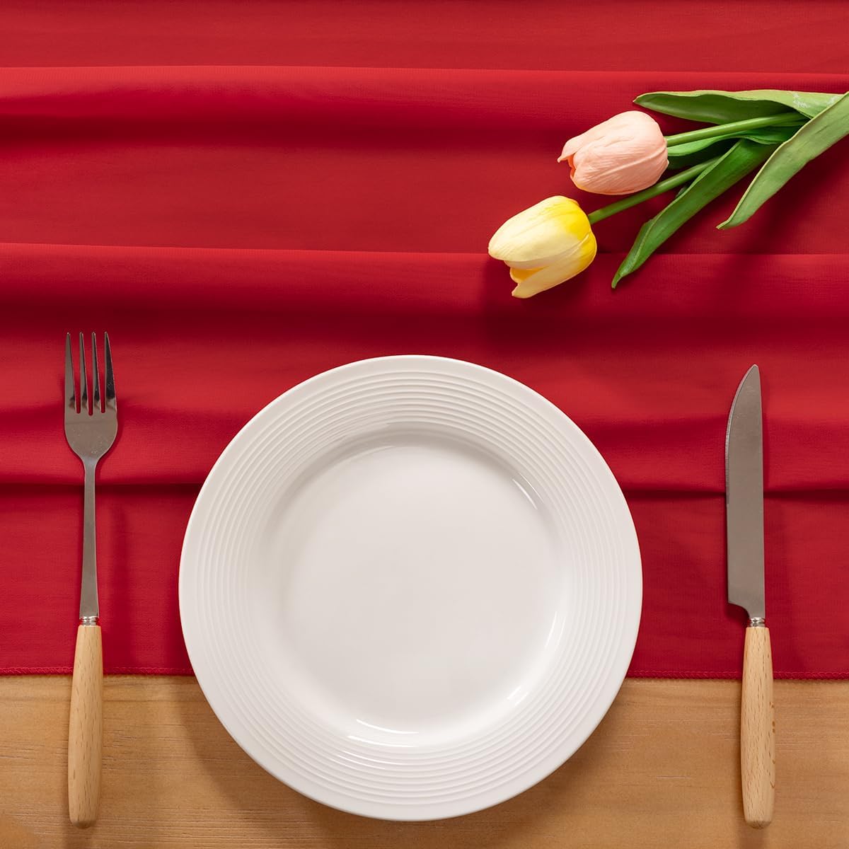 BRAND NEW ~ Long 14ft Red Chiffon Sheer Table Runner ~ 29" x 170" Party Wedding