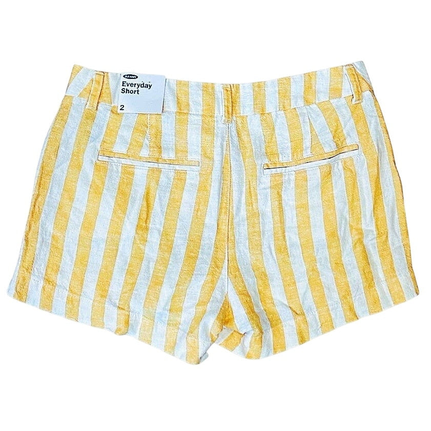 NWT ~ OLD NAVY Yellow & White Stripe Linen Everyday Shorts ~ Women's Size 2