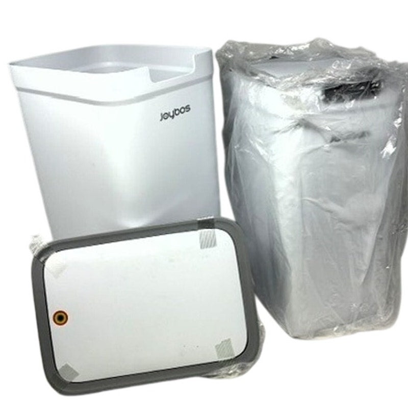 BRAND NEW ~ Set/2 Slim White Plastic Trash Cans with Pop-Up Lids 3.6Gal & 2.4Gal