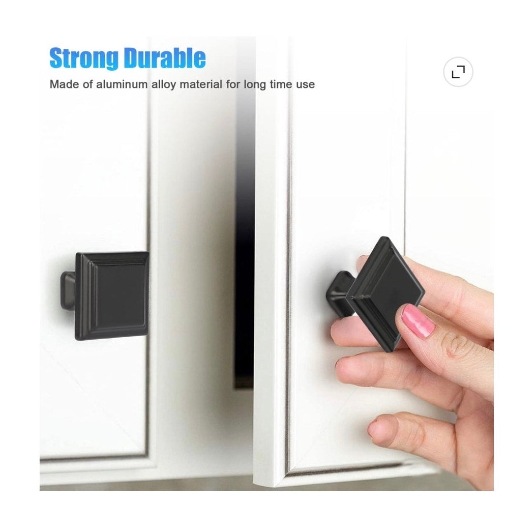 BRAND NEW ~ Set/10 Black 1.2" Cabinet Door Knobs Drawer Hardware Handles & Pulls