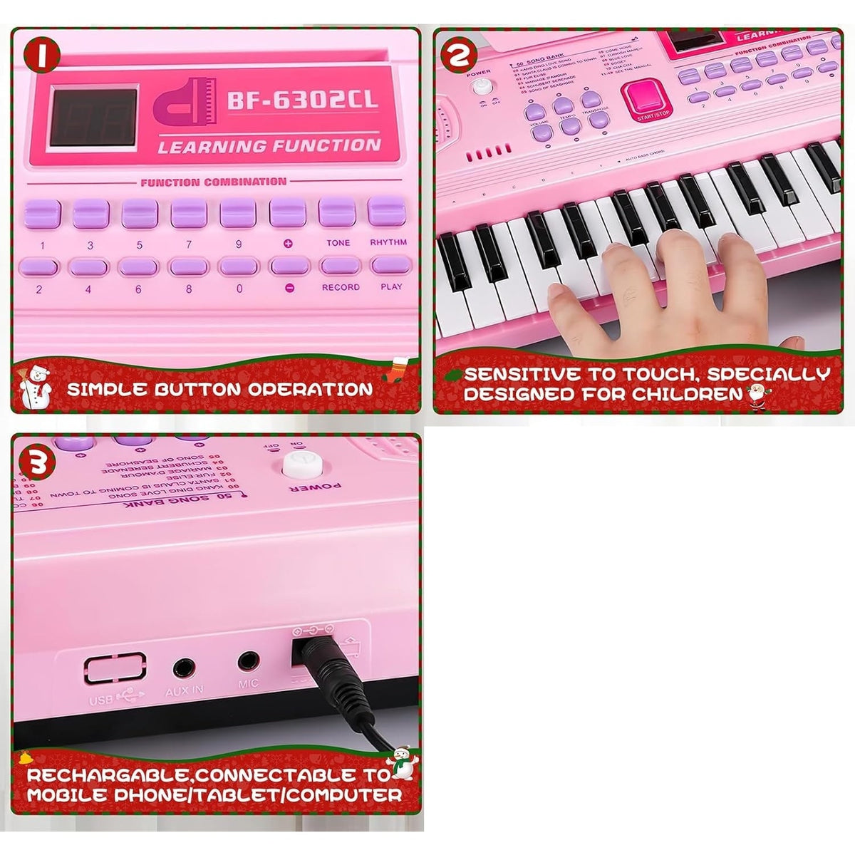 BRAND NEW ~ Pink 61 Key Portable Electronic 24.6" Digital Piano Keyboard
