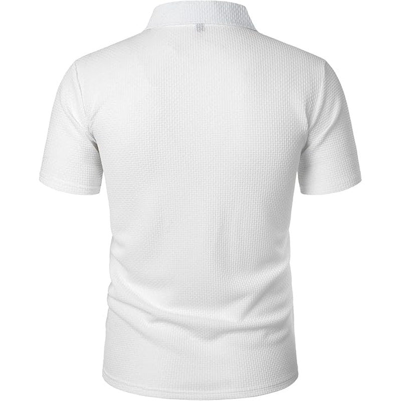 NWT ~ Men's WHITE Waffle Textured Breathable Quick Dry Silky Polo Shirt ~ XXL