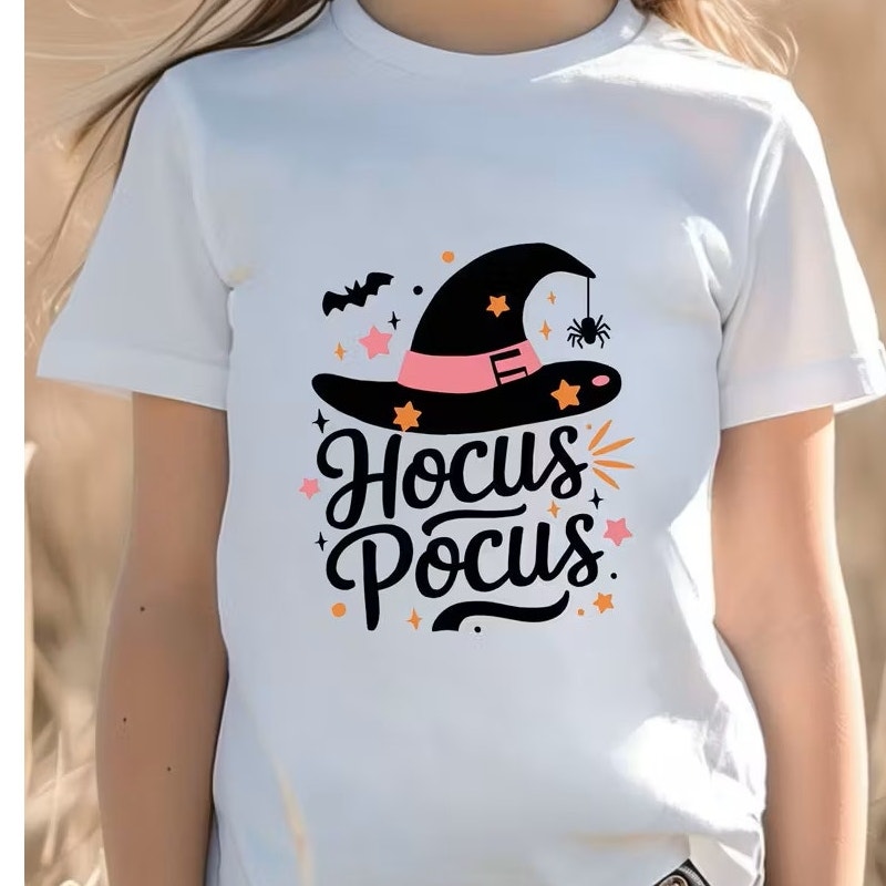 NWT ~ Halloween Hocus Pocus Witches Hat White T-Shirt ~ Girls Size 8 Years