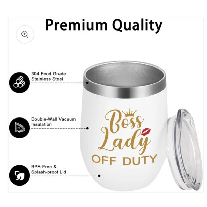 BRAND NEW ~ 12oz Stainless Steel "Boss Lady" Vacuum Insulated Tumbler Set & Acc.
